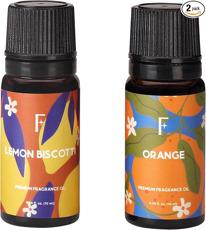 Folkulture Essential Oil for Diffuser Oil | Essential Oils Set of 2 Fragrances | Diffuser Scents for Home | Diffuser Essentials, Fragrance | Lemon Biscotti & Orange - Bloomnest