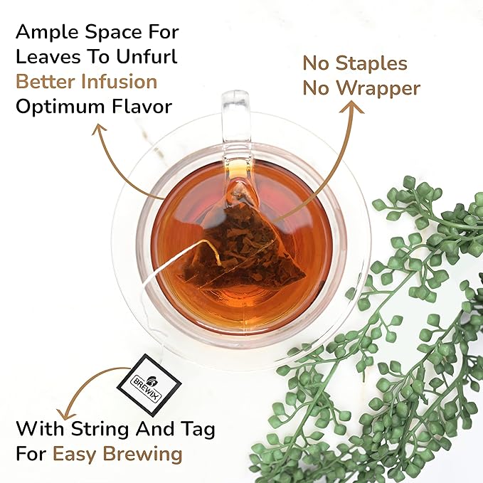 BREWIX, Earl Grey Black Tea Bags (50 Pyramid Bags) Bold & Aromatic Tea with Bergamot | Gluten Free, Energizing & Caffeinated | Sugar-Free, High Caffeine | Gourmet Tea - Bloomnest