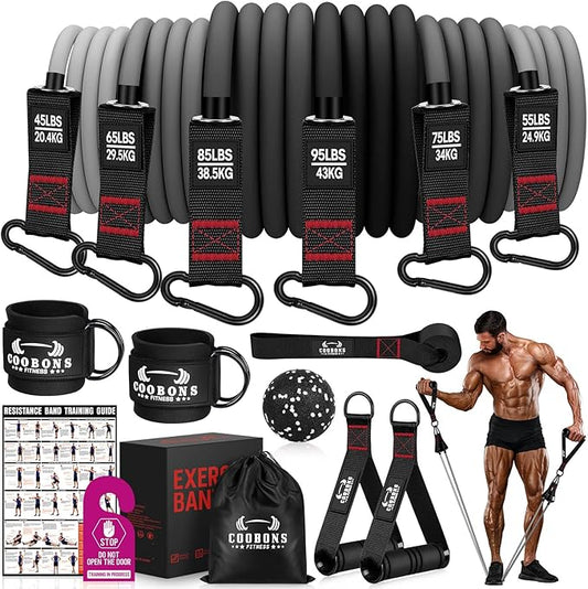 Heavy Resistance Bands for Working Out, 300LBS Exercise Bands with Handles, Workout Bands for Men, Weight Fitness Bands Set for Muscle Training, Strength, Slim, Yoga, Home Gym Equipment - Bloomnest