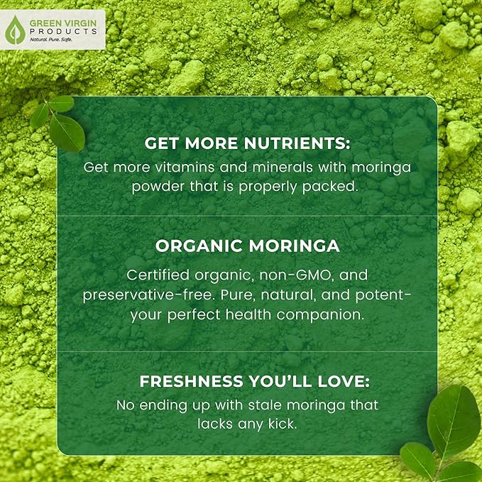 Organic, Moringa Oleifera, Original Leaf Powder, 150 Grams - Bloomnest