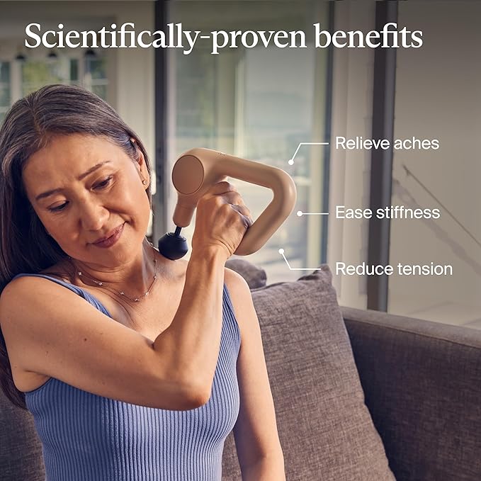 TheraGun Relief by Therabody - Easy-to-Use, Comfortable & Light Handheld Percussion Massage Gun for Everyday Pain Relief Massage Therapy in Neck, Back, Leg, Shoulder and Body (Sand) - Bloomnest