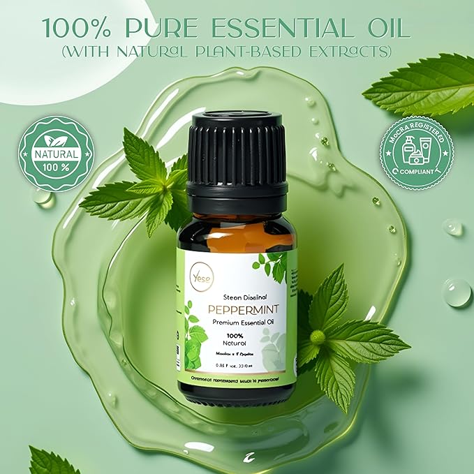 MyAce Peppermint Essential Oil 0.33 fl oz – 100% Pure & Steam Distilled Mentha Piperita – Undiluted, Natural Aromatherapy Oil for Diffuser, DIY Blends, Hair & Skin Care MyAce