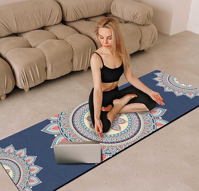 nuveti Yoga Mat Print Extra Thick TPE Non Slip Fitness Exercise Mat with Carrying Bag,72"x24" Extra Thick 6MM Exercise & Workout Mat for Yoga, Pilates Fitness and Floor Exercises - Bloomnest