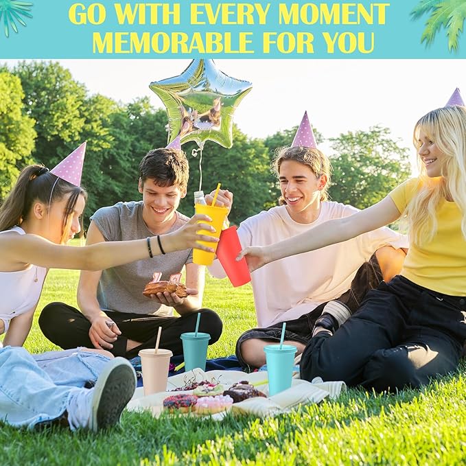 Honeydak 30 Pack Tumbler with Straw and Lid Bulk Water Bottle Iced Coffee Travel Mug Cup Reusable Plastic Cups for Party Birthdays 24-27 oz (Pastel Color) - Bloomnest