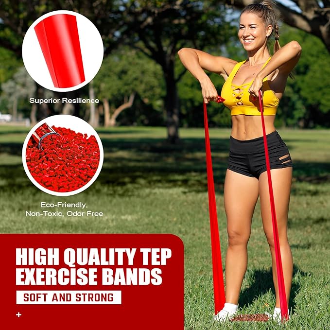 Resistance Bands, Exercise Bands, Physical Therapy Bands for Strength Training, Yoga, Pilates, Stretch Elastic Band with Different Strengths, Workout Bands for Home Gym - Bloomnest