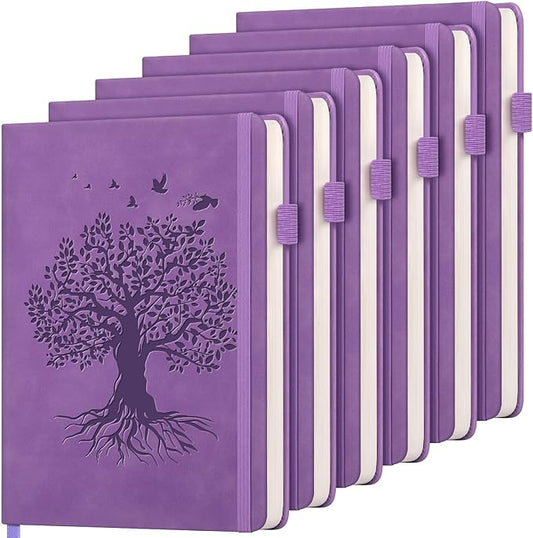6 Pack Lined Journal Notebook for Women Men, A5 Hardcover Leather Journals for Writing, 200 Pages Thick Paper, Daily Journal Notebook for Work, School, Note Taking, Business, Travel, College Ruled - Bloomnest