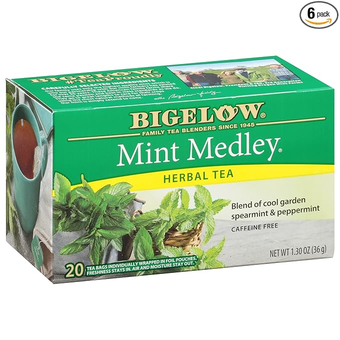 Bigelow Tea Mint Medley Herbal Tea, Caffeine Free Mint Tea with Spearmint and Peppermint, 20 Count Box (Pack of 6), 120 Total Tea Bags - Bloomnest
