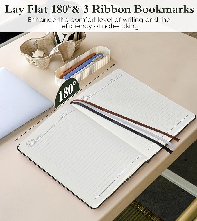 Lined Journal Notebook for Women Men, 160 Pages, A5 Hardcover Vintage Leather Journaling Notebooks for Work, School, Note Taking, Travel, Bible Study, Daily Diary for Writing 5.8"x8.5" (Black) - Bloomnest