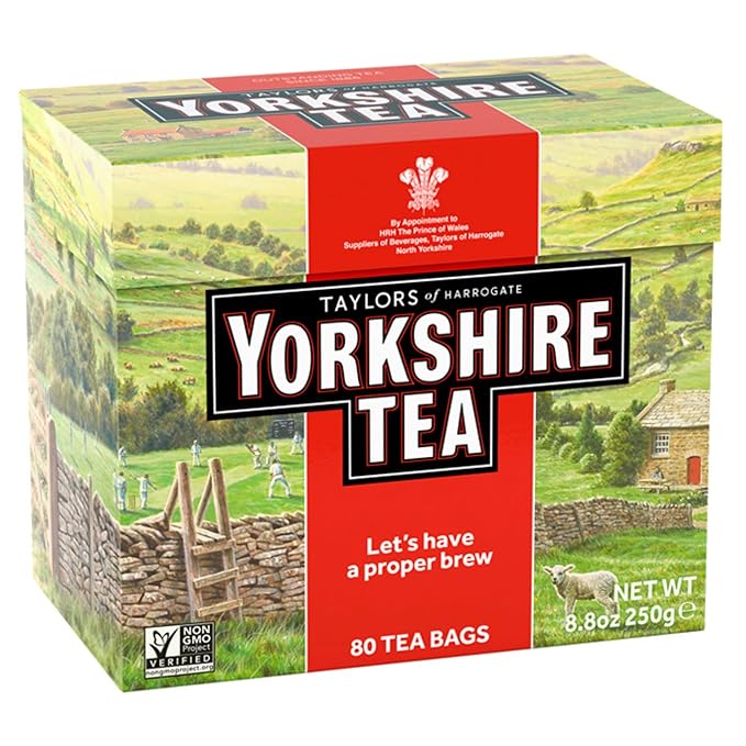 Yorkshire Tea, Red, Black Tea, Pillow Tea Bags, 80 Count (Pack of 5), Refreshing, Satisfying, and Strong, Classic British Breakfast Blend, Caffeinated, Enjoy Hot or Iced, 80 Teabags - Bloomnest