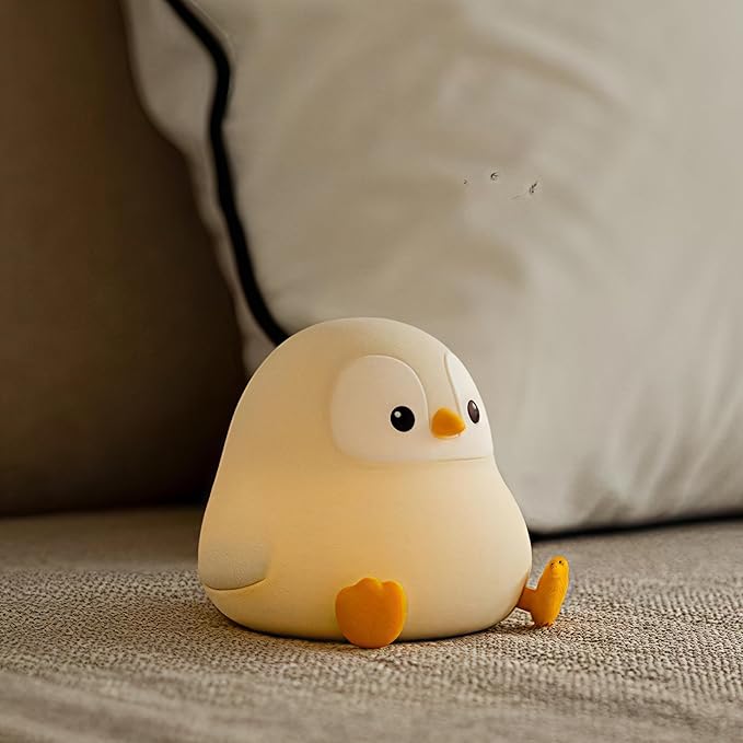 ATSUI Penguin Night Light, LED Squishy Novelty Animal Night Lamp, Food Grade Silicone, 2 Level Dimmable, Nursery Nightlight for Desk Decor, Funny Gifts Stuff for Boys Girls Baby, White Elephant Gifts - Bloomnest