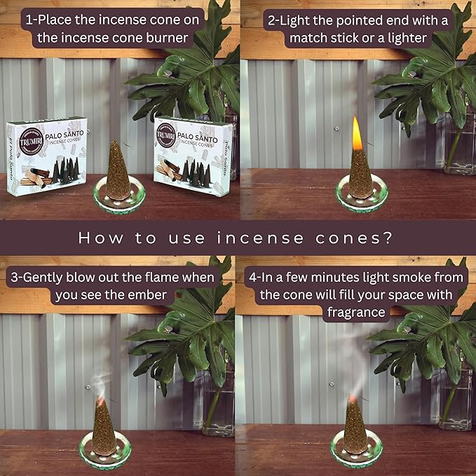 TRUMIRI Palo Santo Incense Cones - Total 20 Cone Incense - Dual Pack of 10 Insence Cones - Incense Cones Scented - Cone Incense Scents - Insense Cones - Incent Cone TRUMIRI