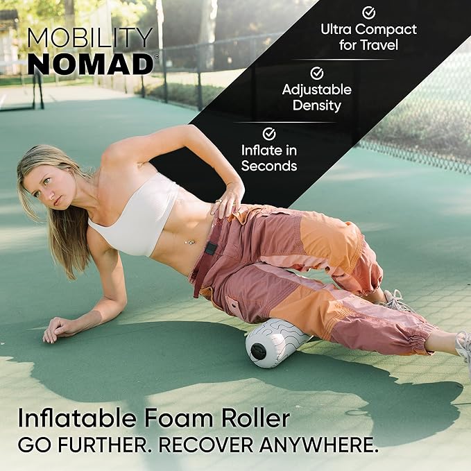 Inflatable Foam Roller – Travel Muscle Recovery Tool, Deep Tissue Massage, Physical Therapy, Hiking & Gym – Adjustable Firmness – Includes Pump, Bag & Adapters (Topo Gray, 15") - Bloomnest