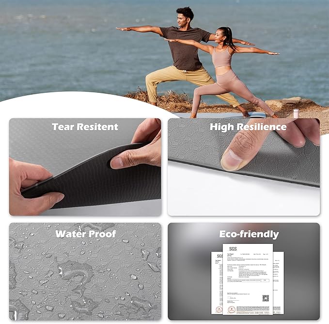 Yoga Mat Non Slip, Pilates Fitness Mats, Eco Friendly, Anti-Tear 1/4" Thick Yoga Mats for Women, Exercise Mats for Home Workout with Carrying Sling and Storage Bag - Bloomnest