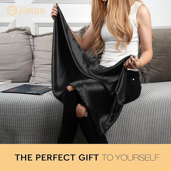 100% Mulberry Silk Pillowcase for Hair and Skin, 22 Momme Pure Natural Silk Pillow Case Both Sided with Zipper, Pillow Cover for Women Mom Men (Black, Queen 20''×30'', 1 Pack) - Bloomnest