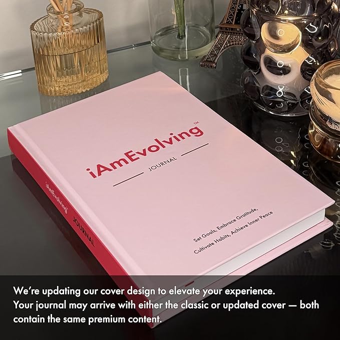 iAmEvolving Journal – Guided Gratitude & Goal Planner with Habit Tracker, Mindfulness Prompts & Daily Reflection | Undated 6-Month Self-Care & Wellness Notebook for Personal Growth (Misty Rose) - Bloomnest