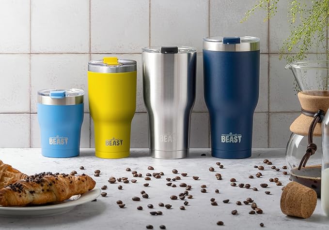 Beast 20 oz Tumbler Stainless Steel Vacuum Insulated Coffee Ice Cup Double Wall Travel Flask (Lemon) - Bloomnest