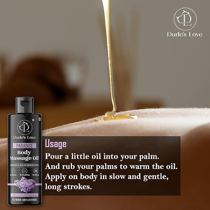 Organic - Lavender Floral Edible Full Body Massage Oil - Relaxing, Calming | No Stain & Non-Sticky |with Fractionated Coconut Oil, Orange Blossom & Lavender Oil - 4.05 Fl Oz - Bloomnest