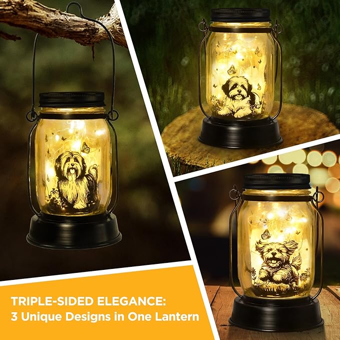 kyoryuger Shih Tzu Gifts for Women/Men Shih Tzu Solar Lanterns Dog Mom Birthday Dog Lovers Lantern Pet Loss Pet Memorial Lights Solar Garden Decoration for Yard, Patio,Backyard,Porch Torches Light - Bloomnest