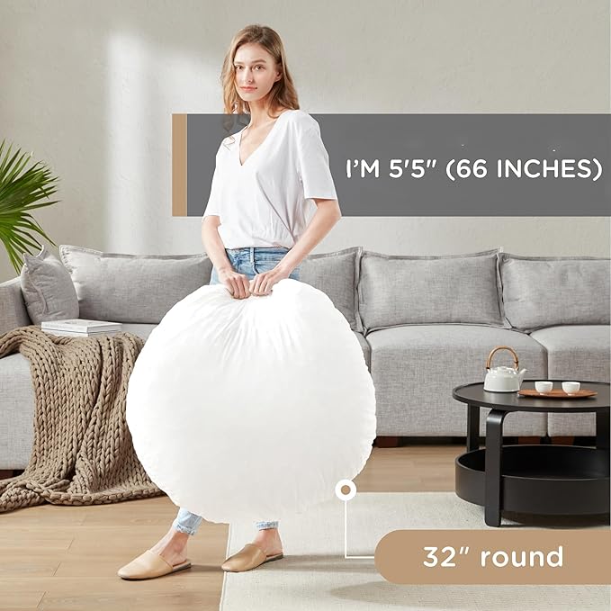 Codi Round Floor Pillow Insert, Large Thick Meditation Cushion, 32 Inch Circular Seating Cushions, Memory Foam Added, Advanced - Bloomnest