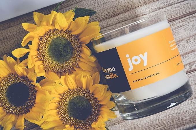 Joy, Grapefruit & Magosteen, Highly-Scented, Inspirational Soy Candle, Made in USA, Pure Essential Oils, Aromatherapy, 8 oz - Bloomnest