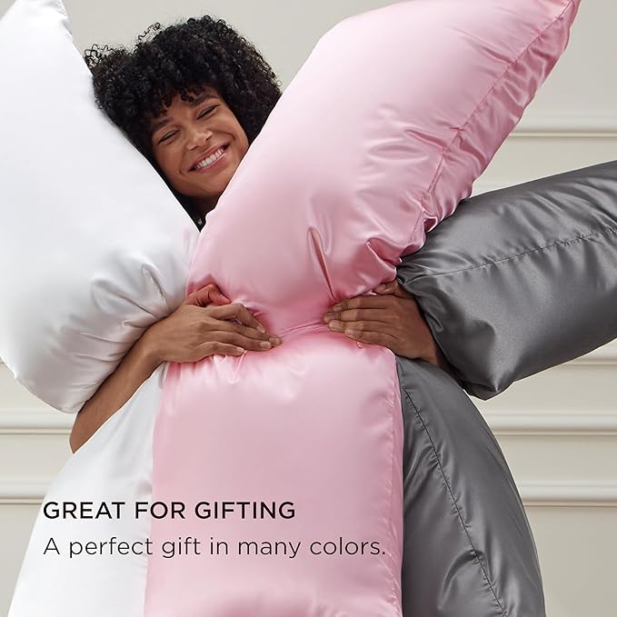 Bedsure Body Pillow Pillowcase - Cooling and Silky Long Body Pillow Covers with Envelope Closure, Satin Similar to Silk Pillowcase for Hair and Skin,Black,20x54 Inches - Bloomnest
