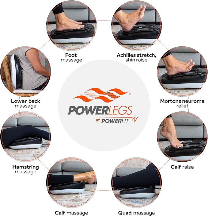 Power Legs Electric Foot Massager Machine with Remote Control, Adjustable Speed, Vibration - Calf Massager - Feet Massager for Neuropathy Pain Relief, Plantar Fasciitis, Leg Blood Circulation (Black)