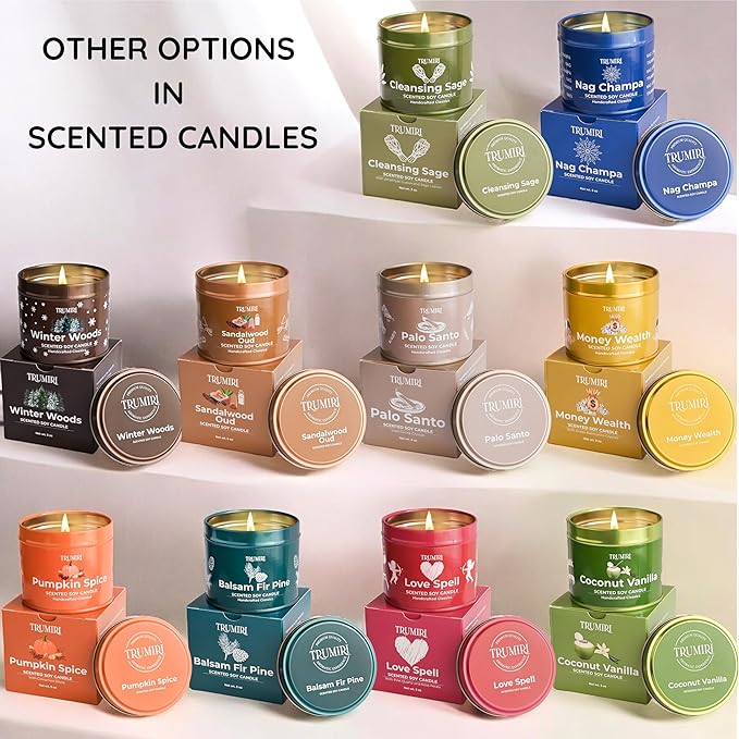 Winter Woods - Soy Candles for Home Scented - for Fall Christmas Holidays - 5oz Natural Clean Non Toxic - Long Lasting Highly Scented Pet Safe Luxury Tin - Velas Aromáticas Para el Hogar - Pine Candel TRUMIRI