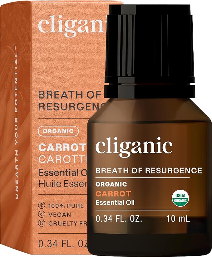 Cliganic Carrot Seed Essential Oil, 100% Pure Natural for Aromatherapy | Non-GMO Verified (Packaging May Vary) Cliganic