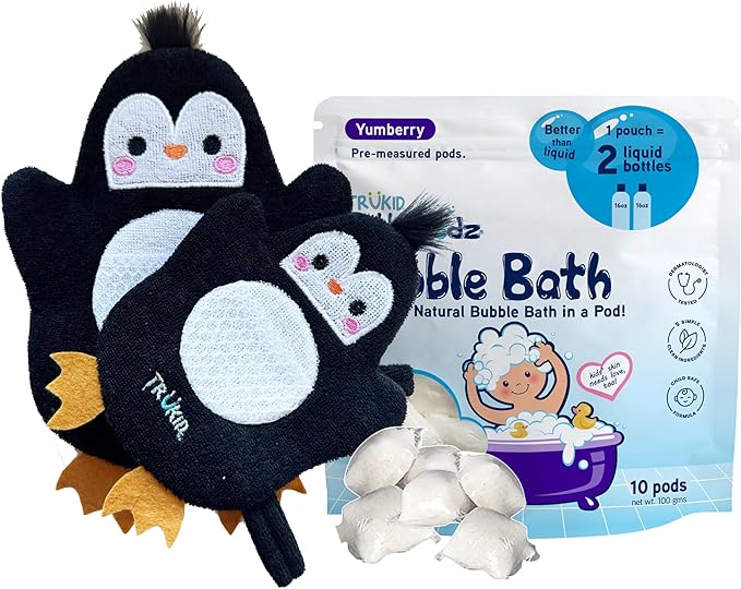 TruKid Yumberry Bubble Podz & BubbleGlove Set – Bubble Bath Pods with 2 Wash Gloves for Kids and Toddlers - Bloomnest