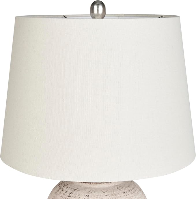 Nourison Home 23" Distressed Cream/Beige Rustic Ceramic Jar Table Lamp for Bedroom, Living Room, Dining Office, with Ivory Shade - Bloomnest