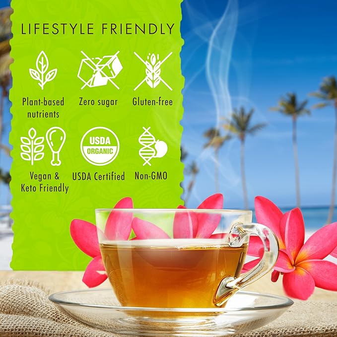 Hawaiian Natural Passion Fruit Orange Flavored Organic Tea - Tropical Fruit Green & Black Tea Blend, Perfect Daily Cup & Gift - 20 Bags - Bloomnest