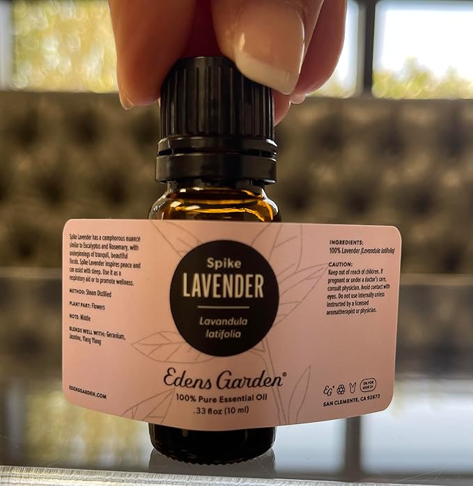 Edens Garden Lavender- Spike Essential Oil- 100% Pure Premium Grade, Undiluted, Natural, Therapeutic, Aromatherapy, The Best for Diffuser, Candle, Laundry, Humidifiers 10 ml (.33 fl oz) EdensGarden