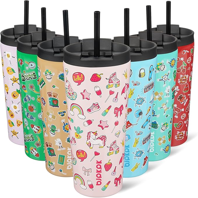 BJPKPK 22oz Insulated Tumbler With lid And Straw Stainless Steel Tumblers Travel Coffee Mug Reusable Thermal Cup,Unicorns - Bloomnest