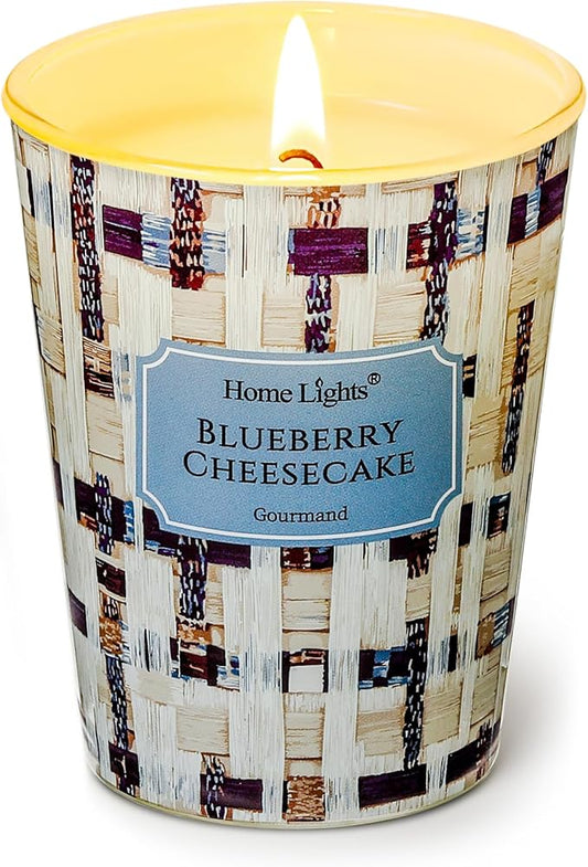 HomeLights Scented Candles for Women & Men, 6.7oz Candle Jars Aromatherapy Single Wick Candle, Ideal for Rustic Modern Home Decor and Gifts, Blueberry Cheesecake - Bloomnest