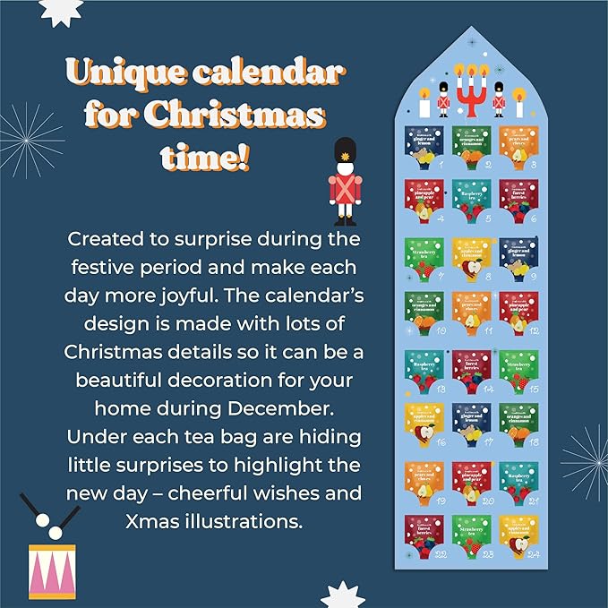Tea Advent Calendar 2025 by Acorus – 8 Christmasy flavors – 24 tea bags For The Christmas Countdown – Gift Idea For Festive Winter Period - Bloomnest