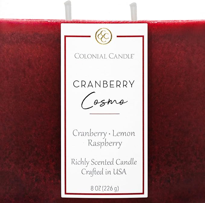 Colonial Candle Cranberry Cosmo Scented Candle Jar, Highly Fragranced Candles for Home Scented, Mottled Wax Candle, 2 Wick, 8 oz - Made in The USA - Bloomnest
