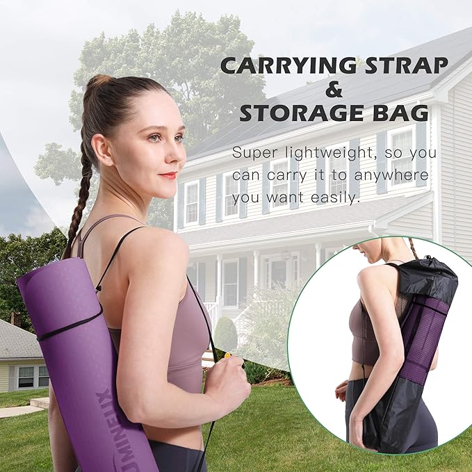 UMINEUX Yoga Mat Extra Thick 1/3'' & 2/5" Non Slip Yoga Mats for Women Eco Friendly TPE Fitness Exercise Mat with Carrying Sling & Storage Bag - Bloomnest
