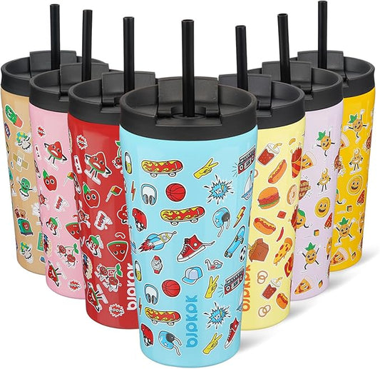 BJPKPK 18oz Insulated Tumbler With lid And Straw Stainless Steel Tumblers Travel Coffee Mug Reusable Thermal Cup,Playground - Bloomnest
