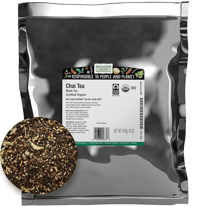 Frontier Co-op Chai Tea, Certified Organic, Fair Trade, Kosher, Non Irradiated, 16 Oz - Bloomnest