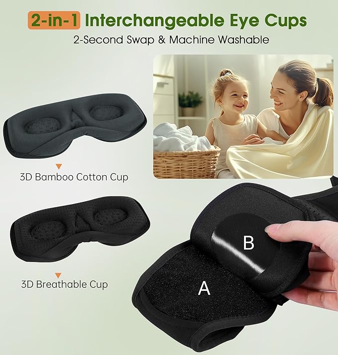 LC-dolida Bamboo Cotton Bluetooth Sleep Mask, 2 in 1 3D Soft Sleep Mask with Sleep Headphones, Sleep Eye Mask with Timming Setting, Blackout Sleeping Mask for Side Sleepers, Women Men, Grey - Bloomnest