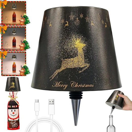 Wireless Bottle Lamp-Christmas Wine Bottle Lights with Touch Dimming,3 Color Temperatures Table Lamps, 2025 New Rechargeable LED Lamp Shade for Home, Bar, Restaurants and Outdoor Use - Bloomnest