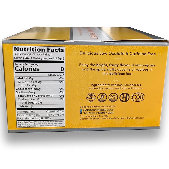 Veloxa™ Very Low Oxalate Tea (90 Pyramid Tea Bags (3 Cartons), Luscious Lemon Low Oxalate Rooibos) - Bloomnest