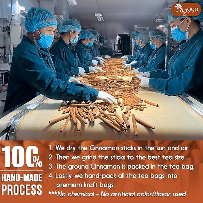 TOG999, Premium 60 Tea Bags - Special Cinnamon Tea, 100% Natural & Pure, Herbal Tea. Cinnamon Stick Herbal Spice Tea. No Sugar, No Caffeine, No Gluten, Vegan. - Bloomnest