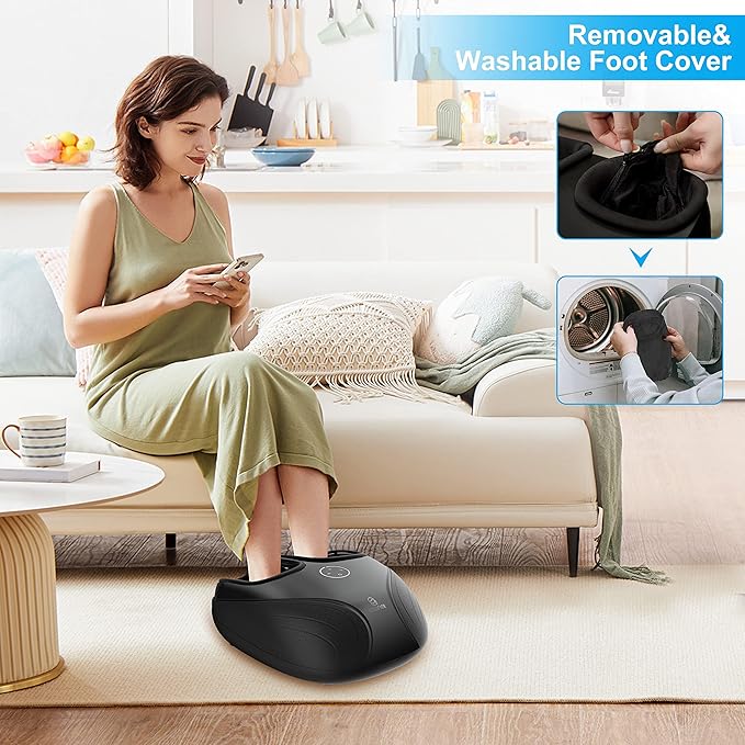 Shiatsu Foot Massager with Heat,Compression Kneading Rolling Feet Massager for Plantar Fasciitis,Neuropathy Massage for Foot Pain Relax at Home,Office, Gifts for Dad, Mom, Presents - Bloomnest