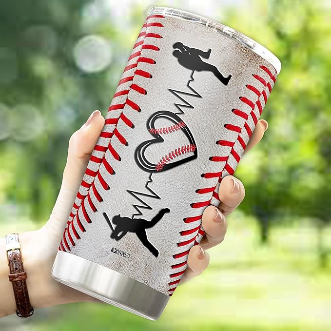 Personalized Baseball Tumbler Gifts 20oz Travel Cup Coffee Mug Stainless Steel Insulated with Lid Gift for Men Women Sports Lovers Baseball Fan Players Coach - Bloomnest
