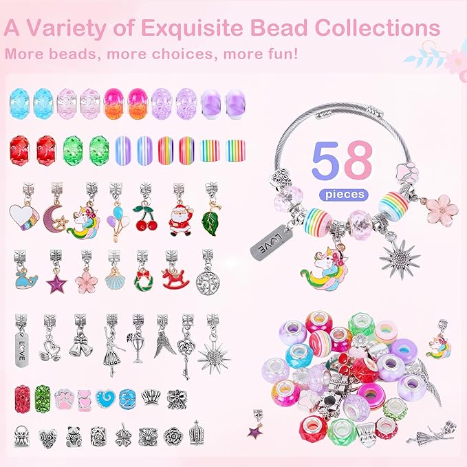 Gifts for Girls Age 6-8 8-10,Bracelet Making Kit,Girls Toys,Gift Basket That Inspires Creativity and Individuality and is Fun to Play with Friends Create a Unique Gift for Your Friend - Bloomnest