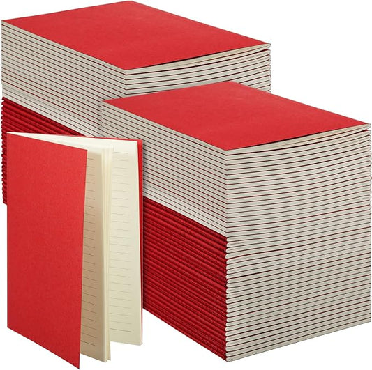 Mimorou 100 Pcs Journals Notebooks Bulk - Kraft Softcover A5 Small Notebooks 5.5 Inch x 8.3 Inch Notepads with 60 Page 30 Sheet for Writing Sketch Travel Office Supplies(Red,Lined) - Bloomnest