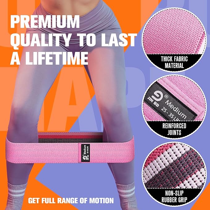 Fabric Resistance Bands Set – Booty Bands for Legs & Glutes, 3 Resistance Levels, Non-Slip Workout Bands for Women & Men, Ideal for Yoga, Pilates, Fitness, and Home Workouts - Bloomnest