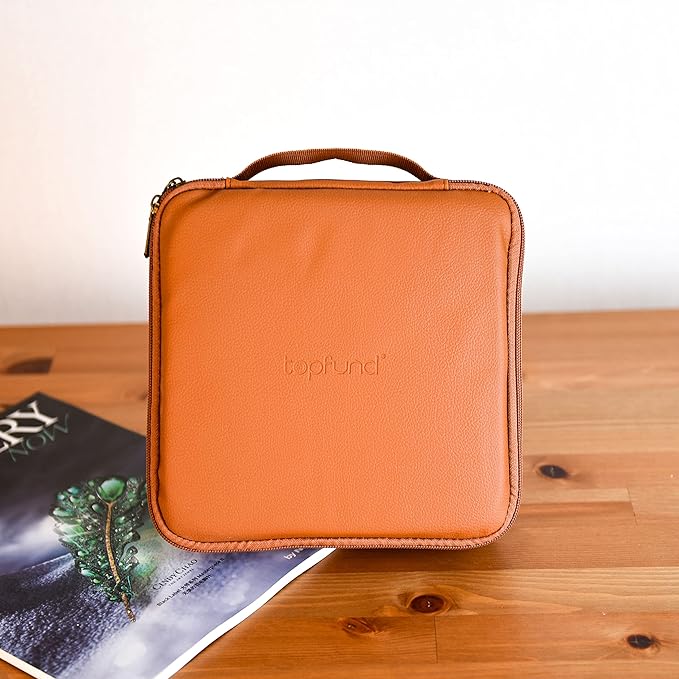 TOPFUND Protective Carrying Case for 16" Crystal Singing Pyramid | Synthetic Leather Travel Bag with Padded Interior