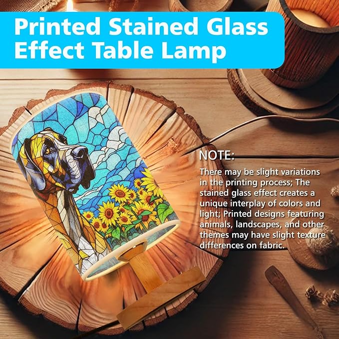 Great Dane Table Lamp LED 3-Color Pressed Bedside, Dog Shade Lamp with Wood Base for Bedroom Living Room Desk Office - Bloomnest